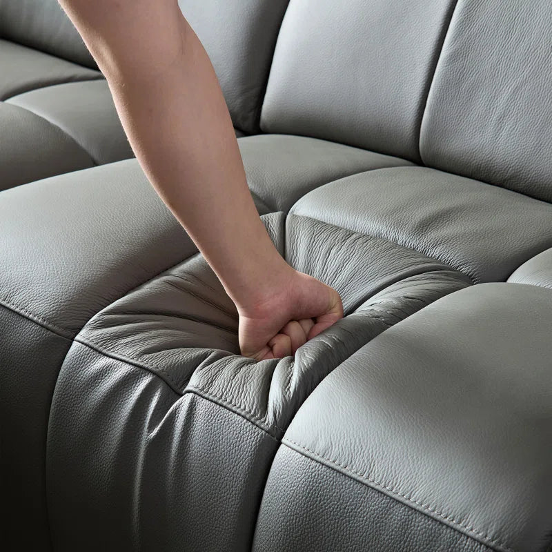 113.38" Genuine Leather Power Reclining Sectional With USB Port