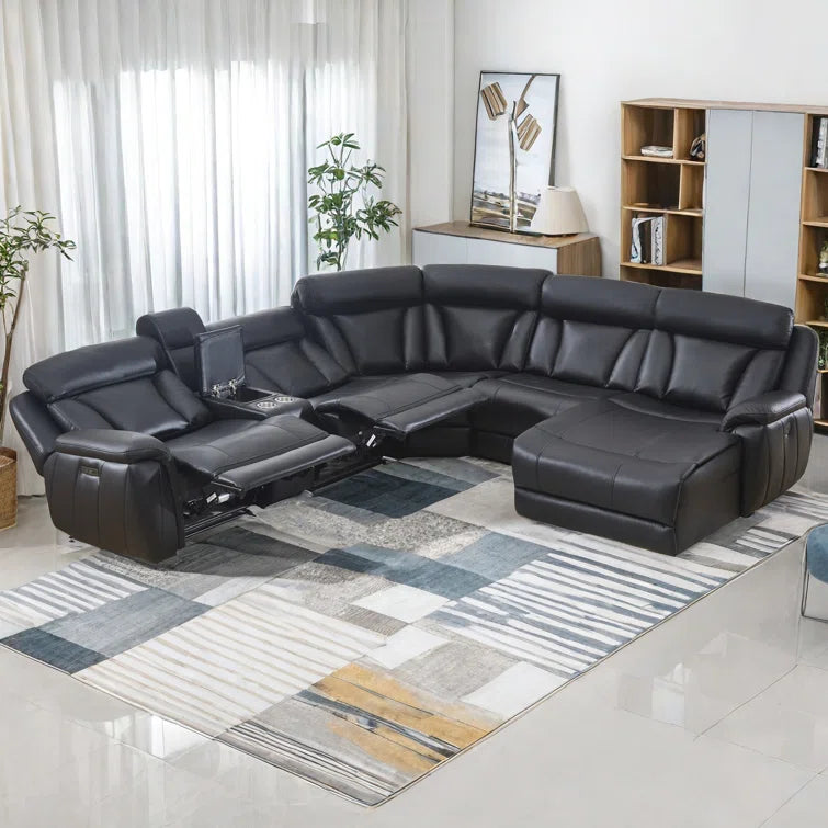 Alcindo 117.5'' Oversize Modern Power Reclining Corner Sectionalwith Adjustable Headrest Cupholder & Storage