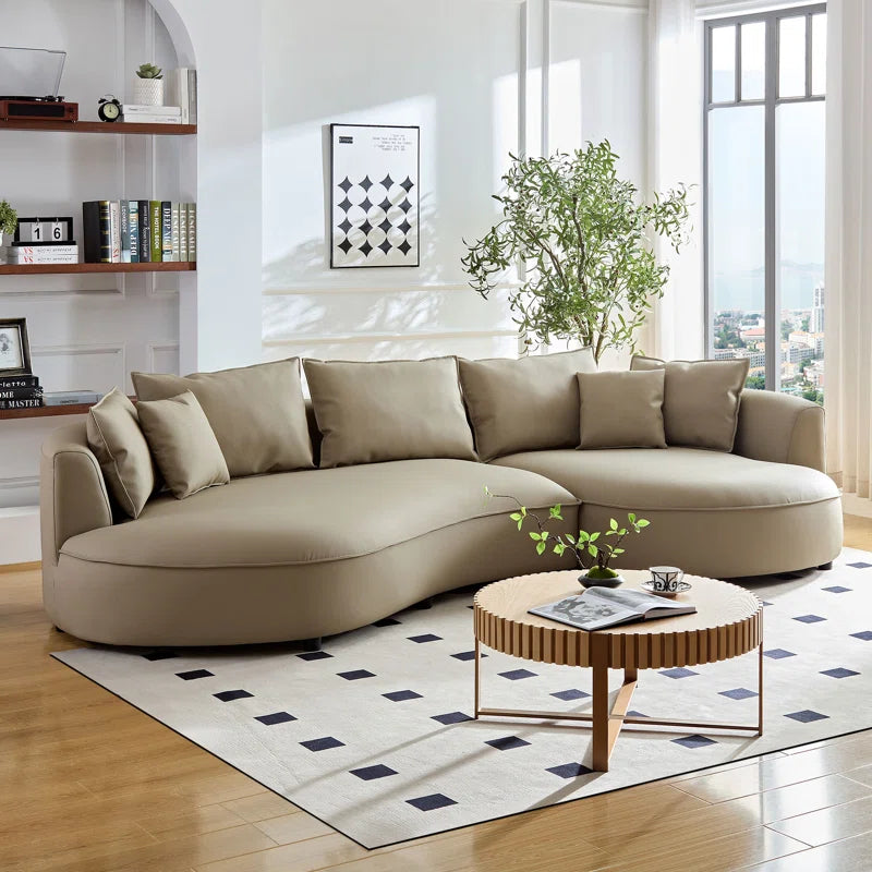 Faux Leather Curved Sectional Sofa