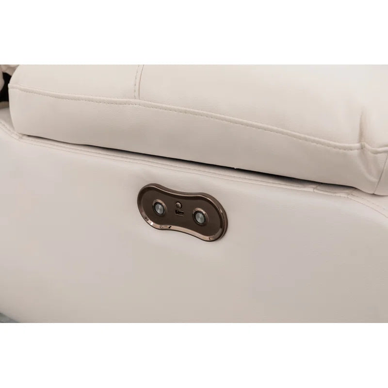 Palerem 98.5" Wide Vegan Leather Power Reclining Sectional with LED, USB and SubWoofer Sound System
