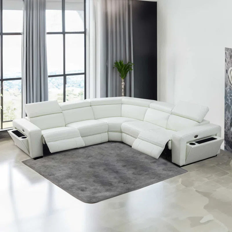 6 - Piece Leather Power Reclining Sectional