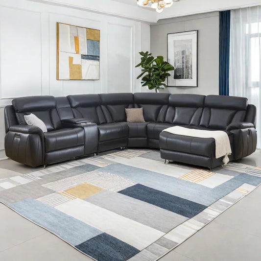 Alcindo 117.5'' Oversize Modern Power Reclining Corner Sectionalwith Adjustable Headrest Cupholder & Storage
