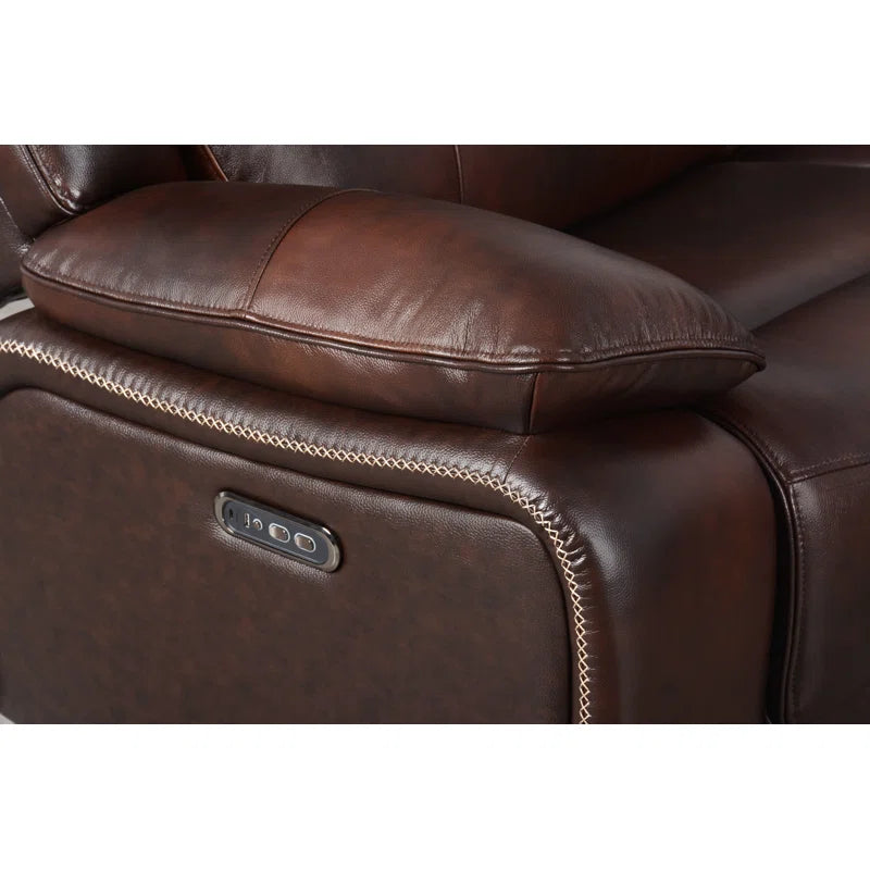 Amedeu 6 - Piece Leather Power Reclining Sectional