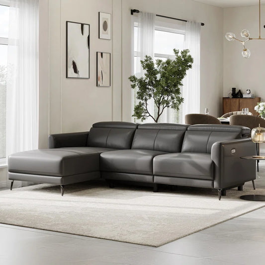 Canapé modulable inclinable en cuir Valencia Geshia, canapé 3 places | Cuir grainé italien Nappa 11000