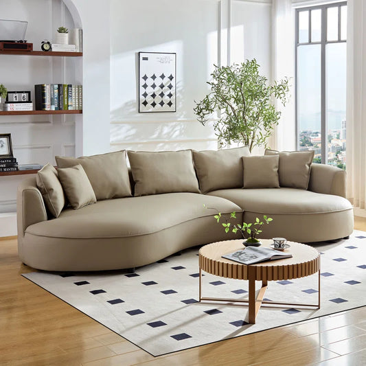 Faux Leather Curved Sectional Sofa