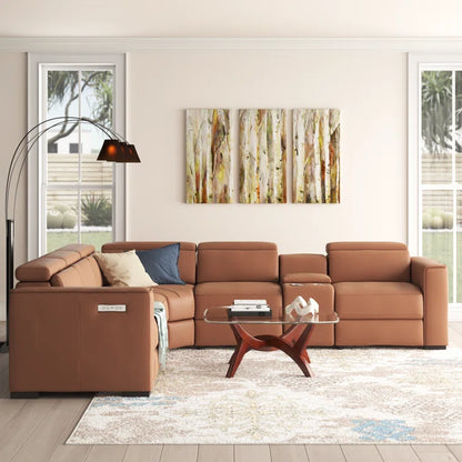 Graddy 6 - Piece Leather Power Reclining Sectional