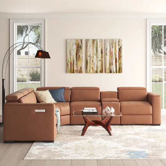 Graddy 6 - Piece Leather Power Reclining Sectional