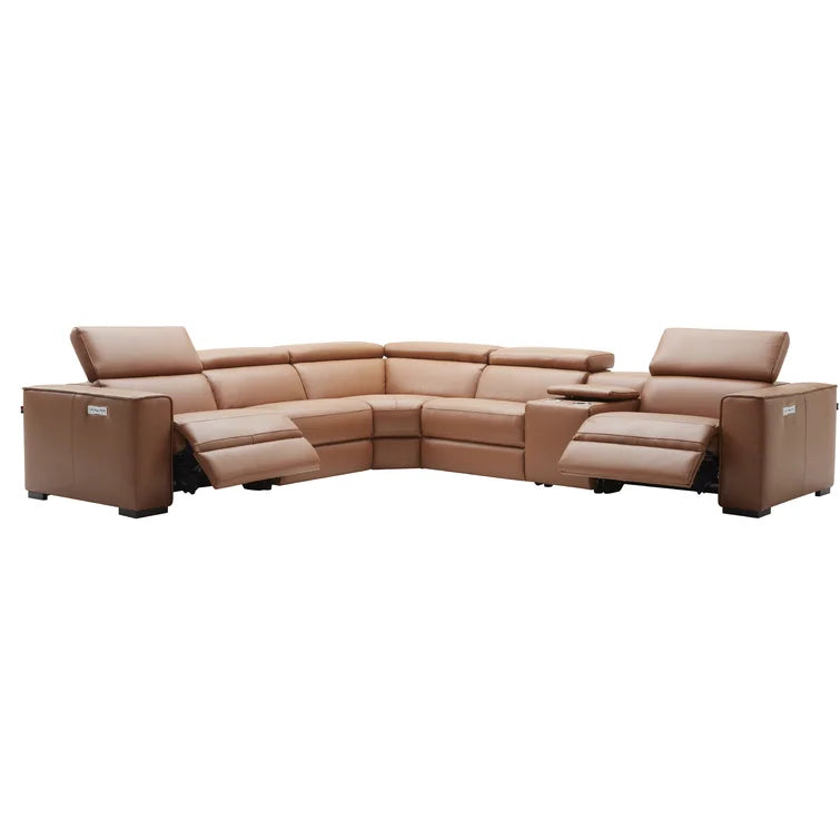 Graddy 6 - Piece Leather Power Reclining Sectional