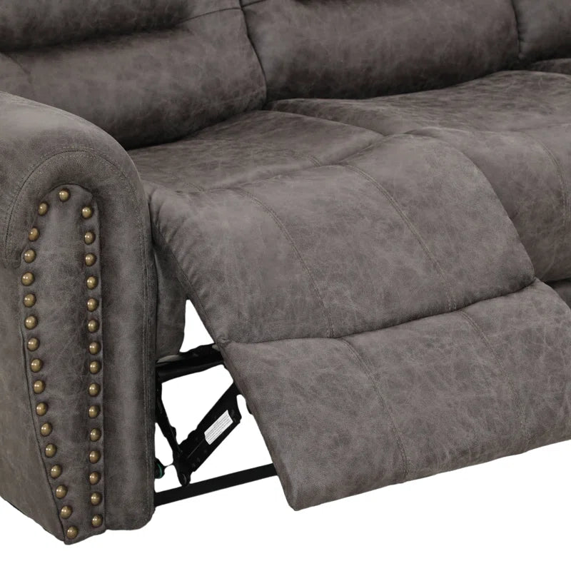 Mamata 5 - Piece 120'' Wide Classic and Overstuffed Soft Faux Leather Manual Reclining Corner Sectional