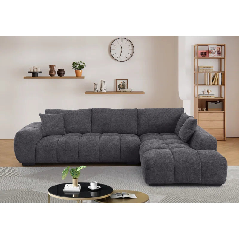 Nelsa 2 - Piece 119"W Upholstered Chenille Sectional With 3 Pillows