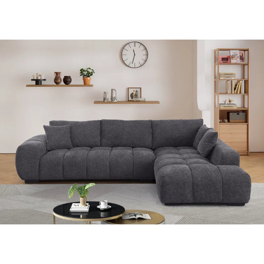 Nelsa 2 - Piece 119"W Upholstered Chenille Sectional With 3 Pillows