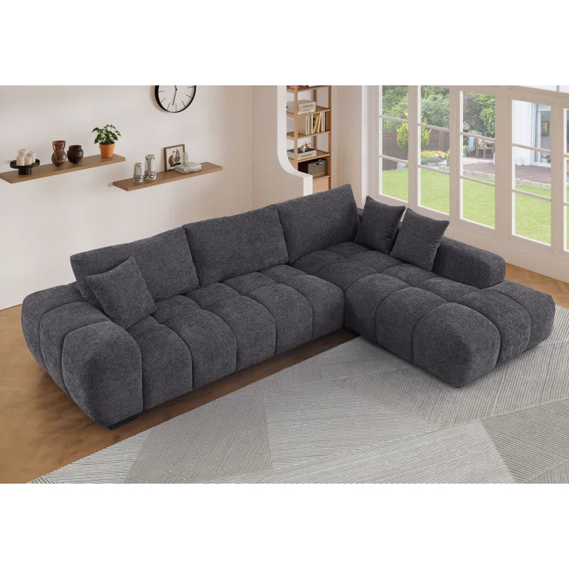 Nelsa 2 - Piece 119"W Upholstered Chenille Sectional With 3 Pillows