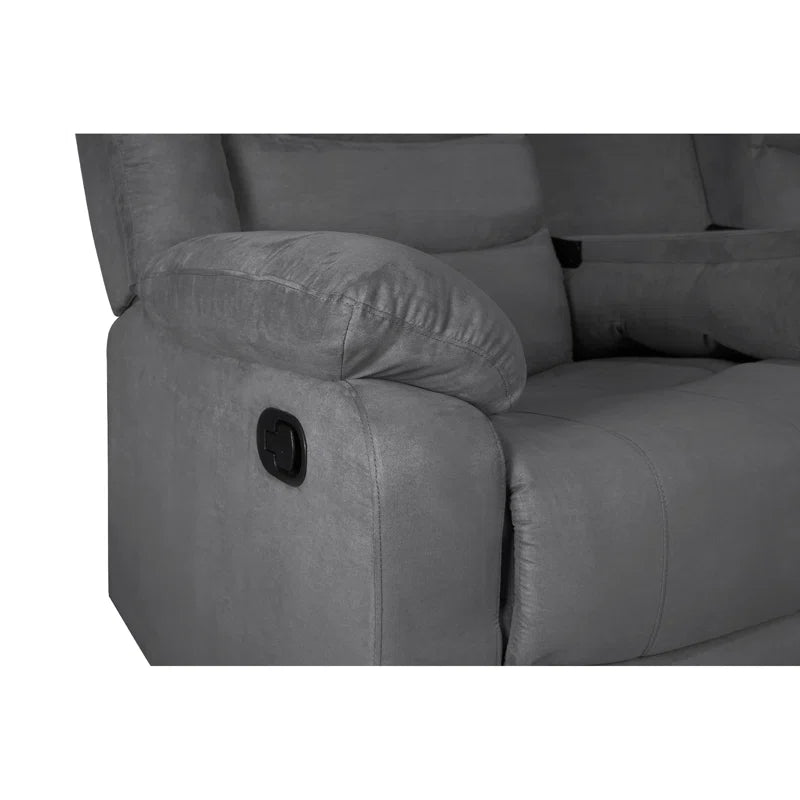Reclining Sectional Sofa, Microfiber Manual 5 Seats Recliner Sectional Sofa with Cup Holders