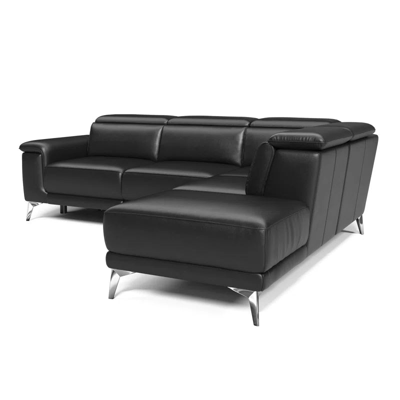 Valencia Pista Leather Reclining Sectional Sofa With Left Hand Chaise - Italian Nappa 11000 Top Grain Leather Couch- Power Reclining Seat With Leggett - Adjustable Headrests