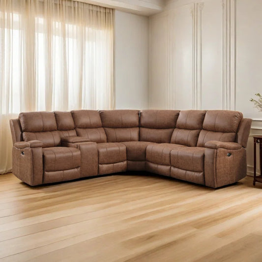 Wayland 96" Wide 3 - Piece Leather Power Reclining Sectional with Storage & Cup Holder